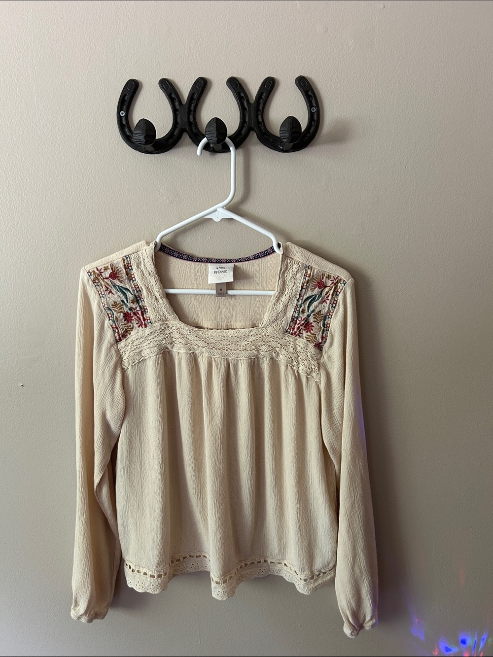 Cream Embroidered Knox Rose Blouse - Women's Top